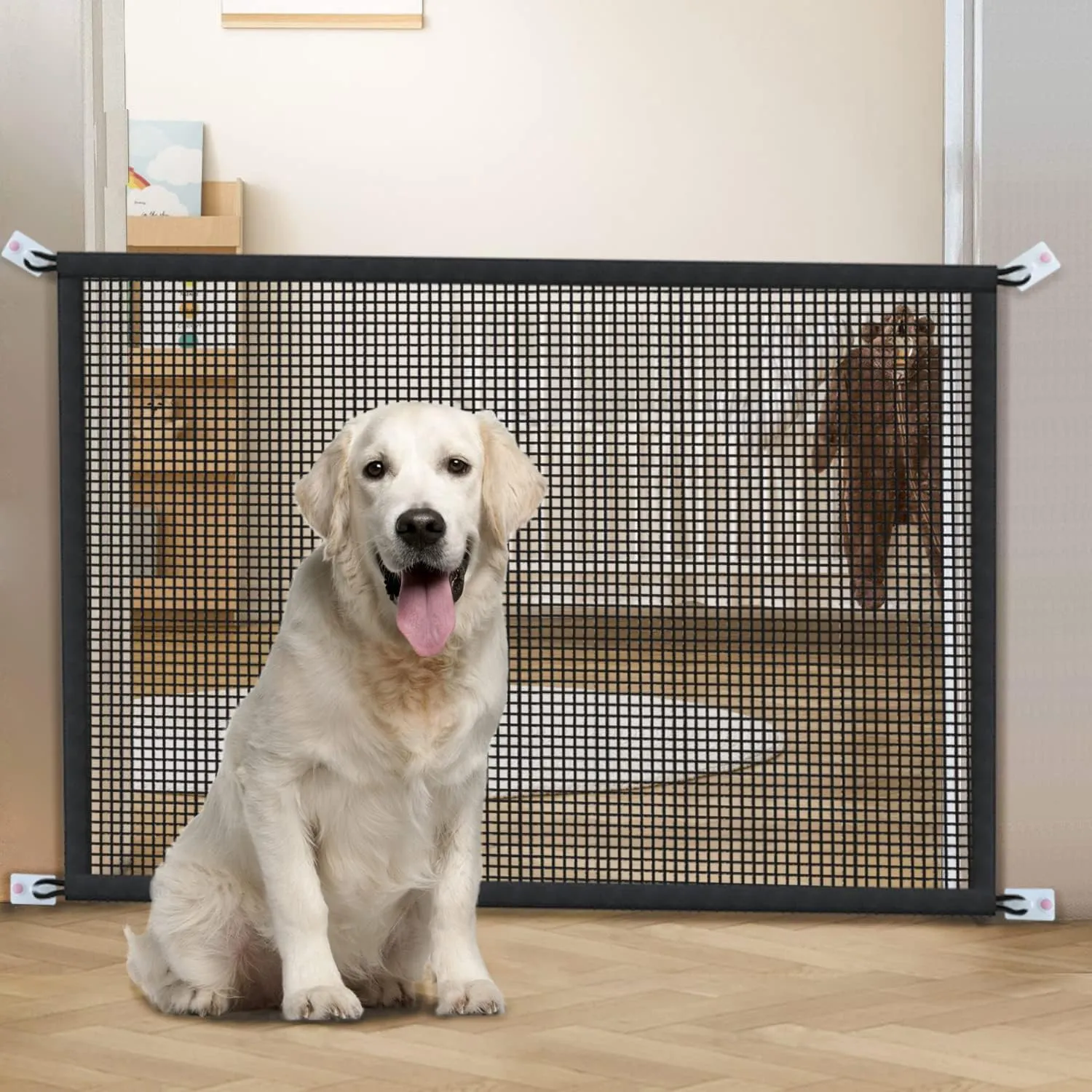 2-Pack Dog Gate for Stairs Pet Gates for The House: Dogs Screen Mesh Gate for Doorways Stairways Indoor Safety 29 inches Tall, 41 inch Wide