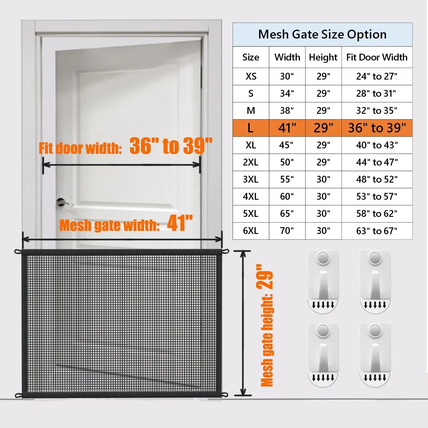 2-Pack Dog Gate for Stairs Pet Gates for The House: Dogs Screen Mesh Gate for Doorways Stairways Indoor Safety 29 inches Tall, 41 inch Wide