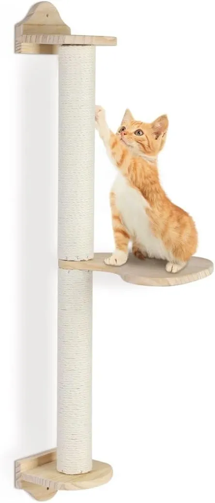 2 Pack Wall-Mounted Cat Scratching Posts, Sisal Hemp Rope Climbing Toys for Cats, Scratchers for Indoor Play