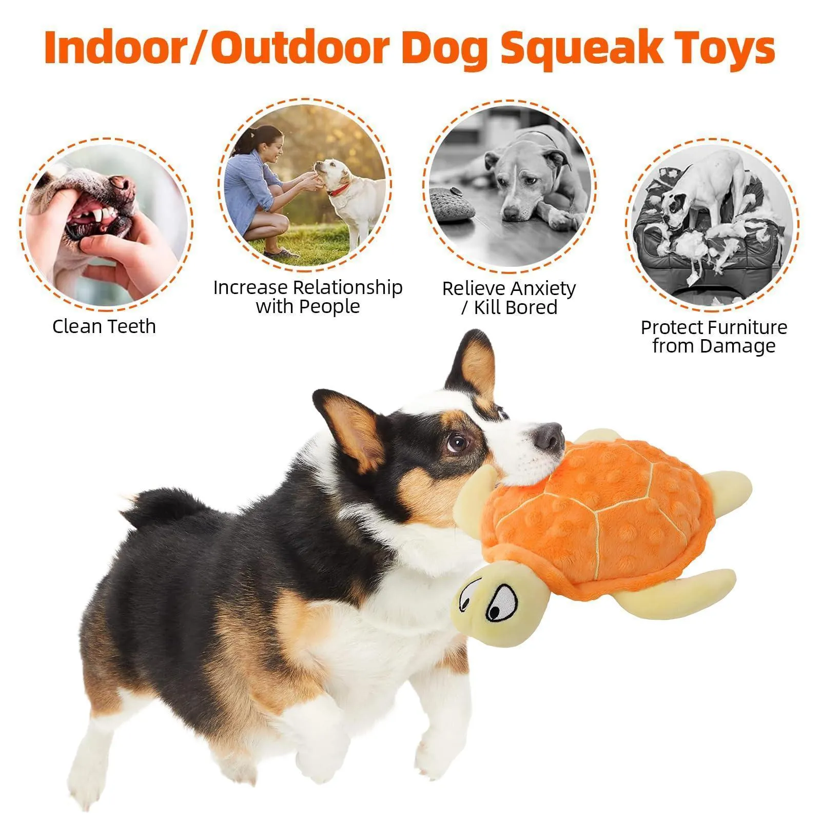 4 Pcs Soft Plush Dog Squeaky Chew Toy