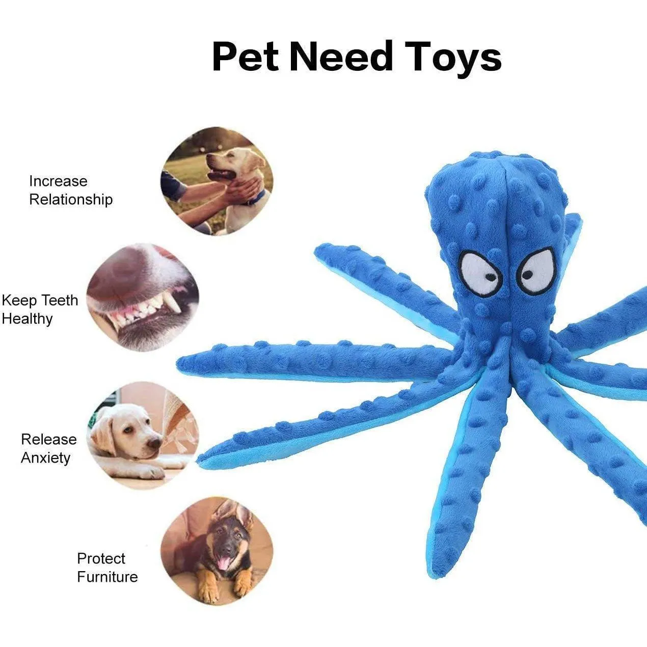 4 Pcs Soft Plush Dog Squeaky Chew Toy