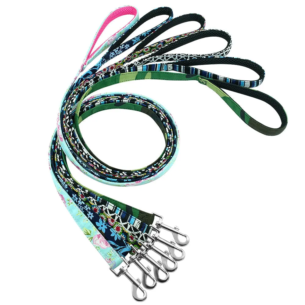 6 Colors Leash Lead Nylon Printed Pet Walking Leash Mesh Padded Running Training Leashes Rope For Small Medium Dogs