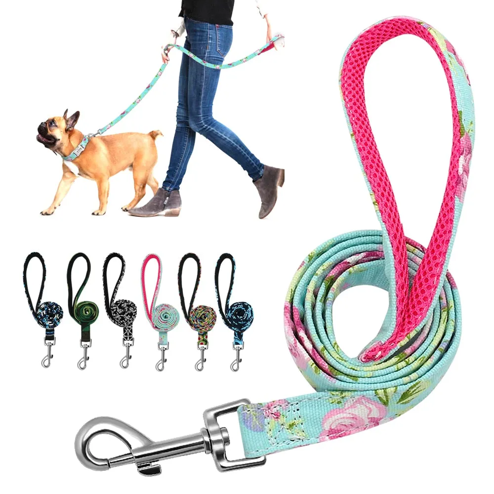 6 Colors Leash Lead Nylon Printed Pet Walking Leash Mesh Padded Running Training Leashes Rope For Small Medium Dogs