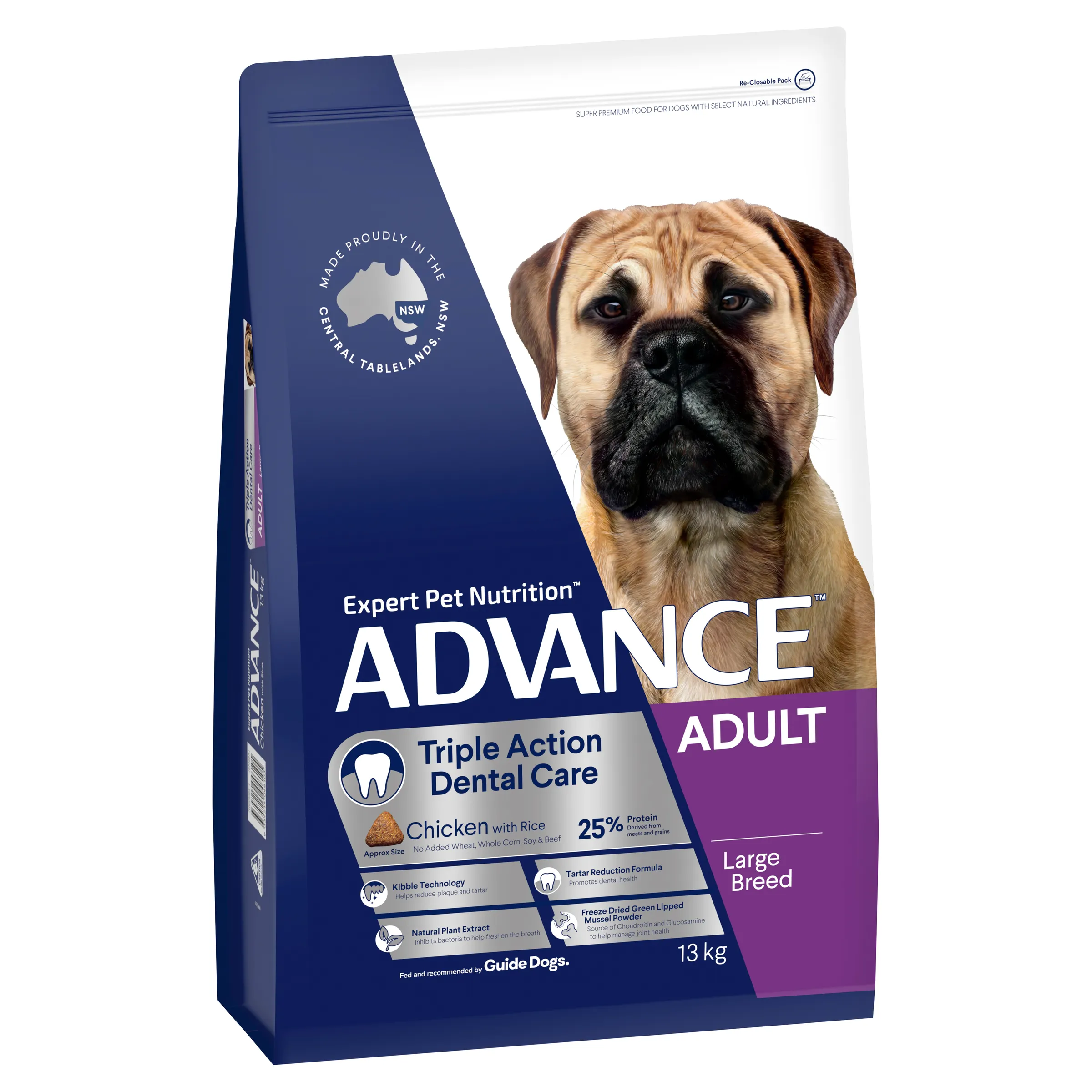 Advance Chicken and Rice Triple Action Dental Health Care Large Breed Adult Dry Dog Food 13kg