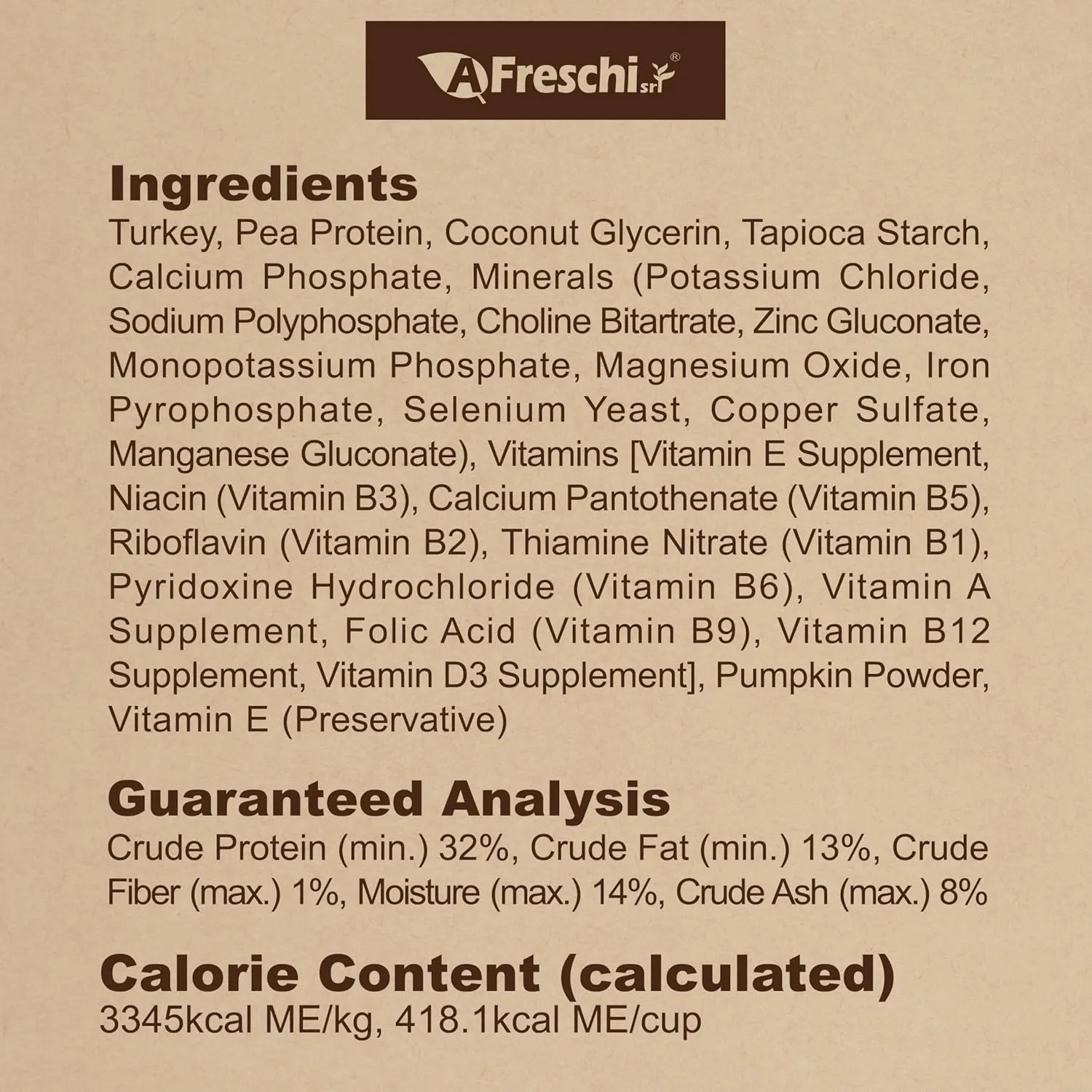 Afreschi Air-Dried Dog Food Turkey Recipe 1 lb, All-Natural, Complete & Balanced, Single-Animal Protein, Grain-Free, High-Protein, Limited Ingredients