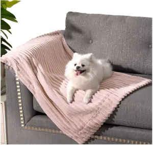 BALANCE Waterproof Blanket Acorn Pink Dog Blanket for Small Dogs, Washable Double Sided Pet Blankets with Milk Plush and Super Soft Velvet, Pee Proof Calming Dog Blankets for Couch Protection