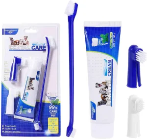 Best Dog Toothbrush & Toothpaste Kit for Dachsador and Other Mixed Breed Dogs Dogs - Natural Ingredients Reduce Plaque, Whiten Teeth, Freshen Breath