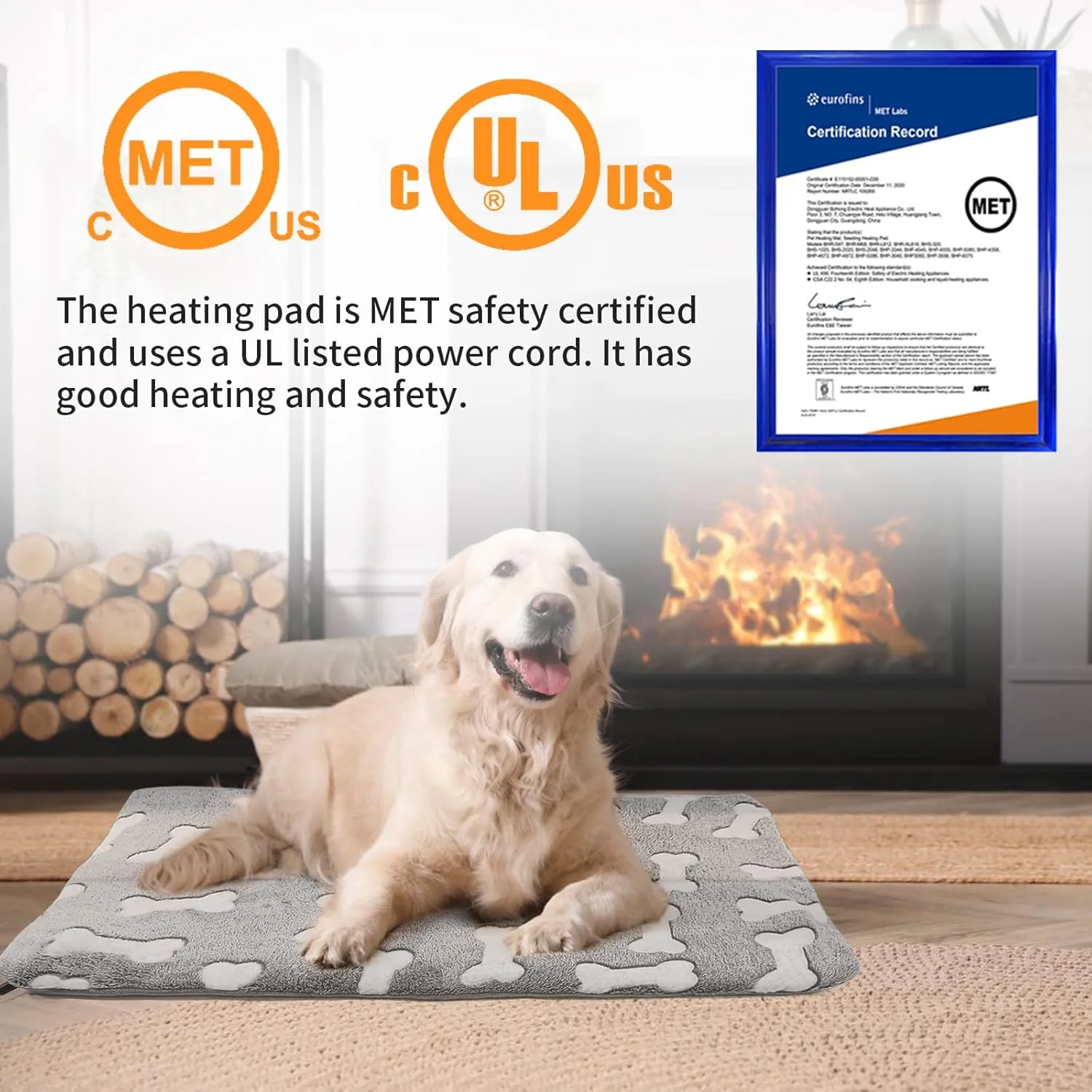 Bestio Extra Large Dog Heating Pad,47 x 30 in Waterproof Heated Dog Pad with Smart Thermostat Switch   Normal On Function (1-24 Hours),Metal Protective Tubing with a Soft Fabric Cover - Gray