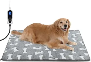 Bestio Extra Large Dog Heating Pad,47 x 30 in Waterproof Heated Dog Pad with Smart Thermostat Switch   Normal On Function (1-24 Hours),Metal Protective Tubing with a Soft Fabric Cover - Gray