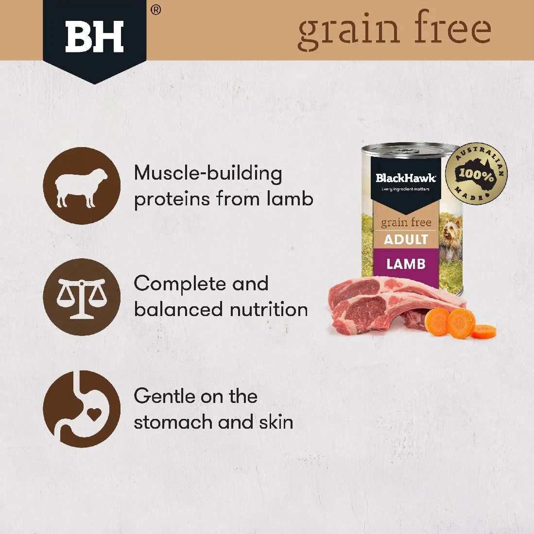 Black Hawk Grain Free Adult Dog Lamb 400g