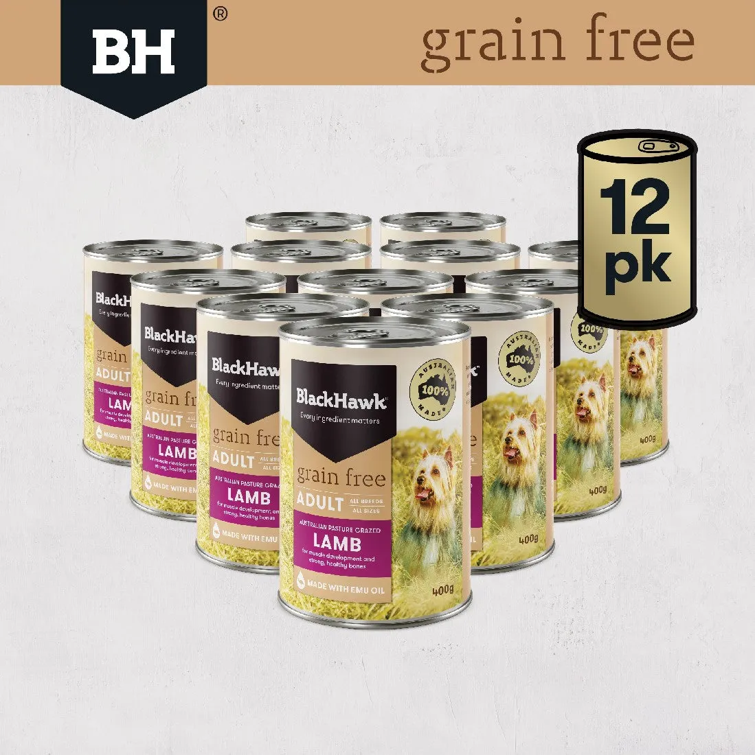 Black Hawk Grain Free Adult Dog Lamb 400g