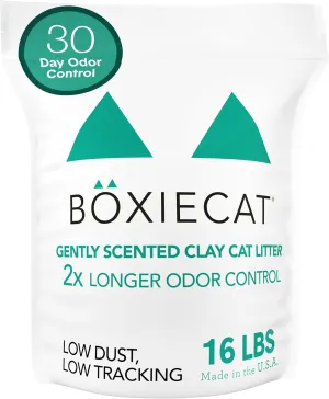 Boxie Gently Scented Cat Litter, 30-Day Odor Control, Clumping Clay, 16lb