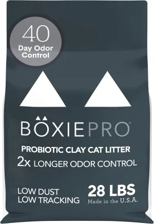 Boxie Probiotic 40 Day Natural Odor Control Cat Litter, 28lb Clumping Clay Kitty Litter