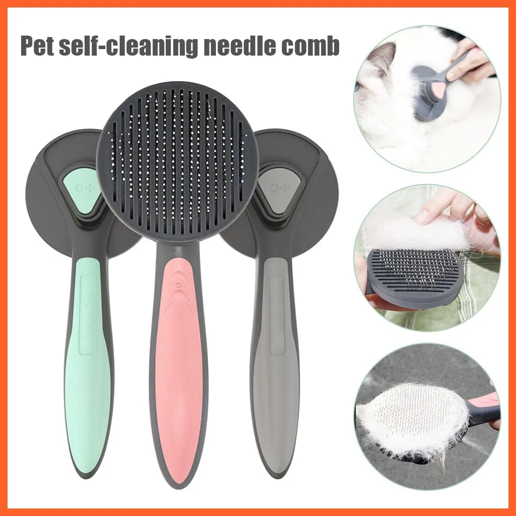 Cat Dog Tangled Hair Remover Brush | Pet Grooming Slicker Needle Comb | Removes Self Cleaning Brush