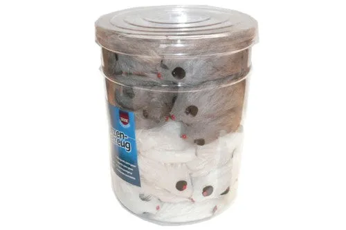 Cat Toy - Longhaired Mice 9cm - Tub of 48