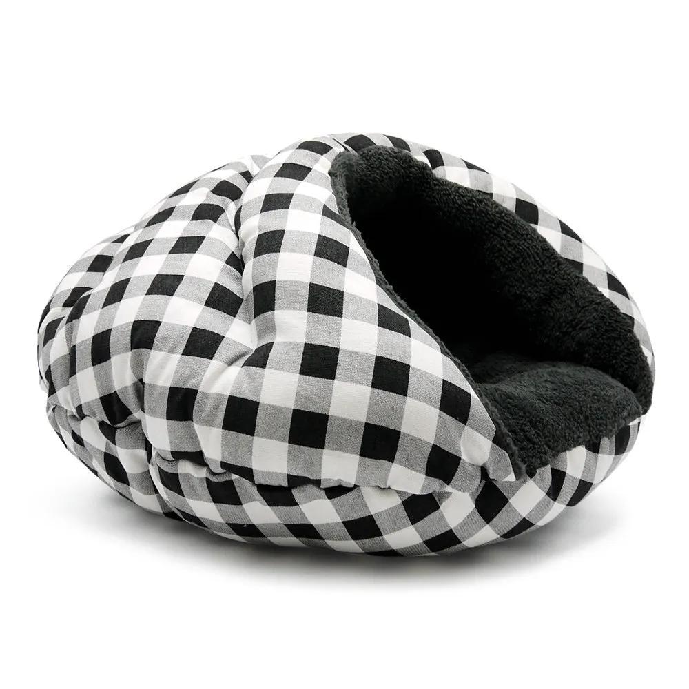 CHECKERS BLACK BURGER DOG BED