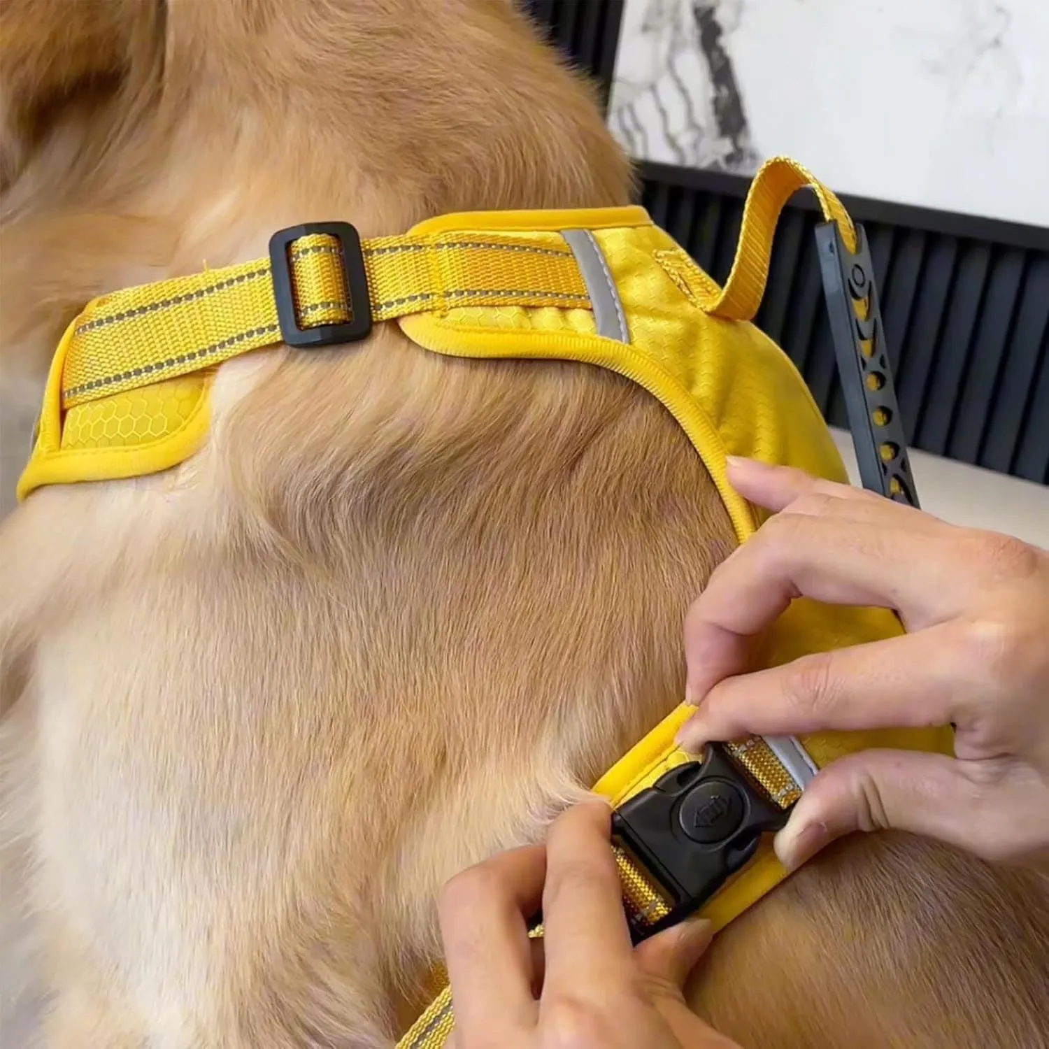 Chewie Cozy Harness, Getchewie Dog Harness, Reflective Adjustable Comfortable Pet Chest, for Small Medium Large Dogs (Yellow, L)
