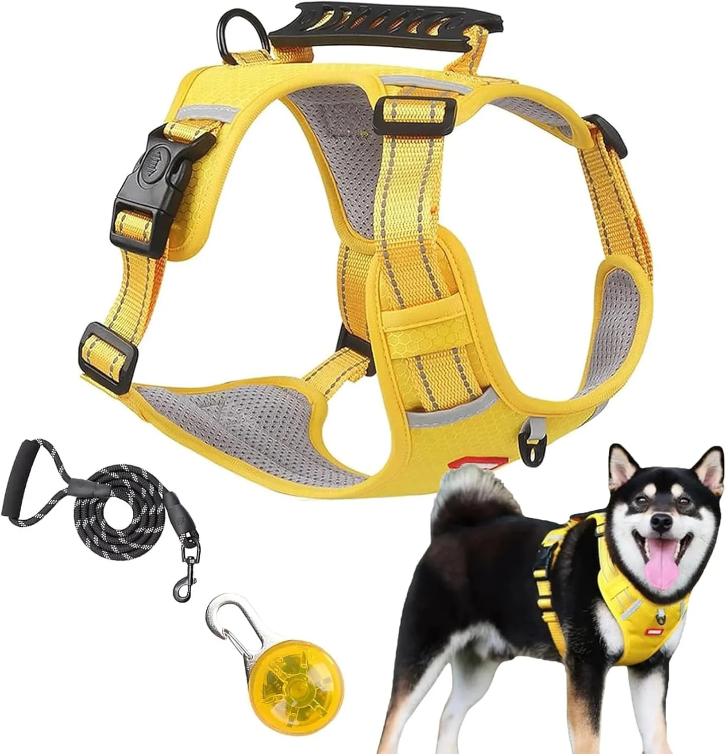 Chewie Cozy Harness, Getchewie Dog Harness, Reflective Adjustable Comfortable Pet Chest, for Small Medium Large Dogs (Yellow, L)