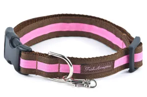 Chocolate/Hot Pink Stripe Dog Collar - 302