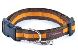 Chocolate/Orange Stripe Dog Collar - 303