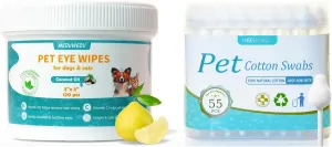 Citrus Fresh Eye Care Set  Grapefruit Eye Wipes   Pet Cotton Swabs
