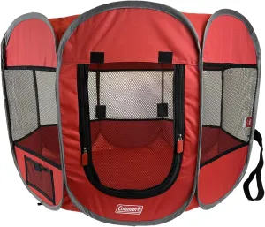 Coleman Foldable Portable Pet Playpen, 36" x 36" x 23", Red and Grey