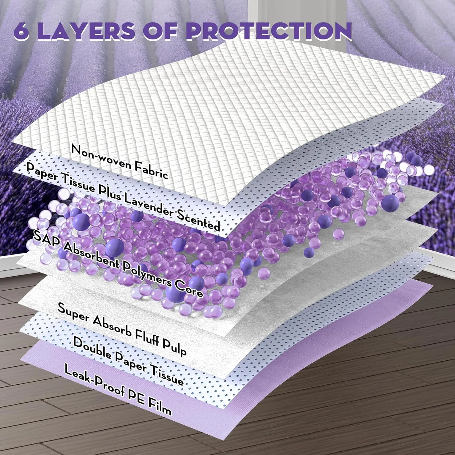 CROCI Dog Pads Lavender Scented 28x44in Pee Pads for Dogs with Odor Eliminating Thicken Super Absorbent Up to 12 Cups, Disposable (30 Counts)