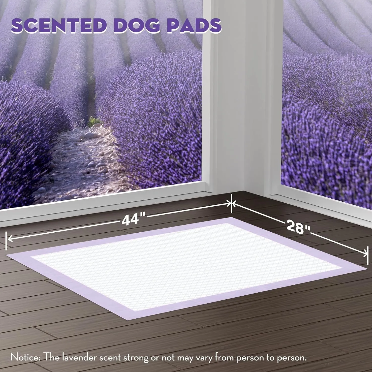 CROCI Dog Pads Lavender Scented 28x44in Pee Pads for Dogs with Odor Eliminating Thicken Super Absorbent Up to 12 Cups, Disposable (30 Counts)