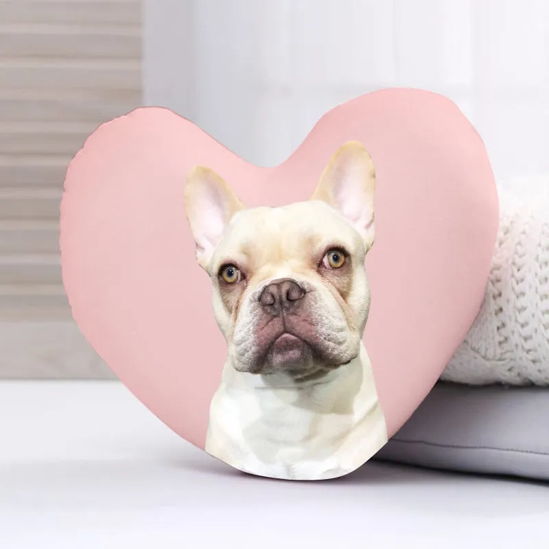 Custom Dog Heart Shaped Pillow with Photo, Personalized Pet Heart Shaped Throw Pillow