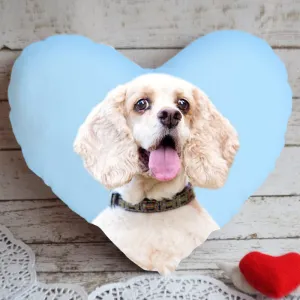 Custom Dog Heart Shaped Pillow with Photo, Personalized Pet Heart Shaped Throw Pillow