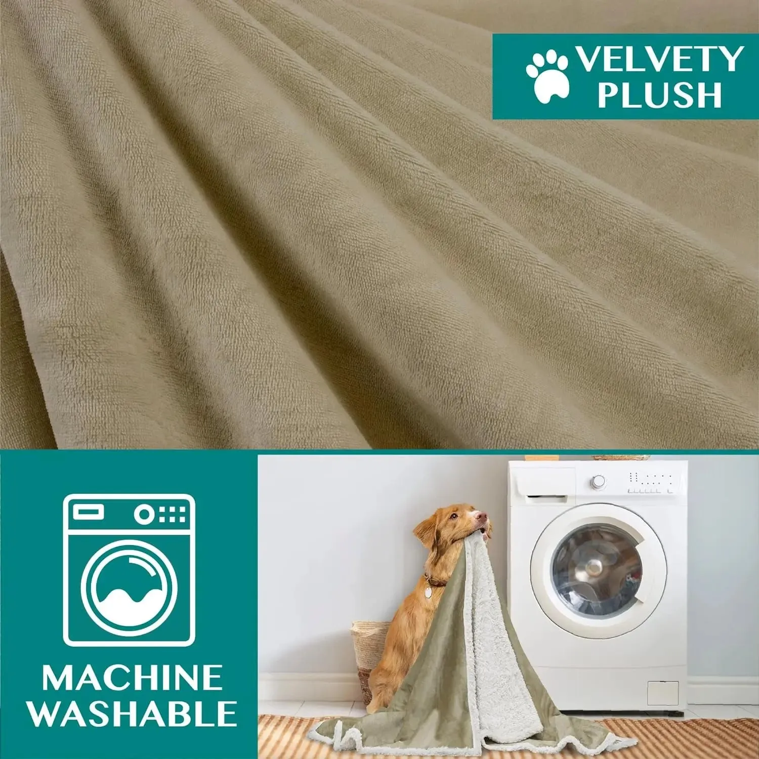 Dog Blanket, Sherpa Dog Blanket | Plush, Reversible, Warm Pet Blanket for Dog Bed, Couch, Sofa, Car