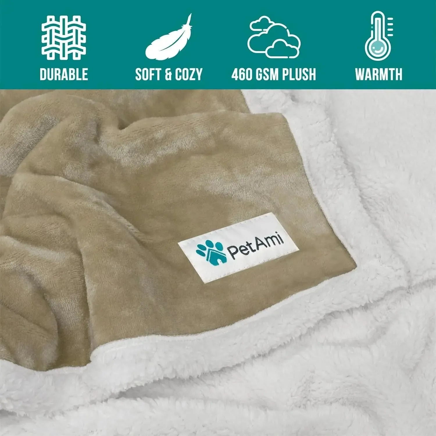 Dog Blanket, Sherpa Dog Blanket | Plush, Reversible, Warm Pet Blanket for Dog Bed, Couch, Sofa, Car