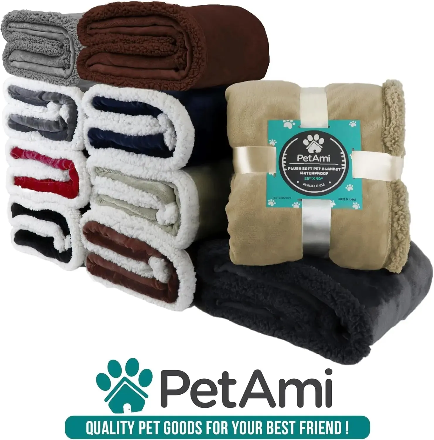 Dog Blanket, Sherpa Dog Blanket | Plush, Reversible, Warm Pet Blanket for Dog Bed, Couch, Sofa, Car