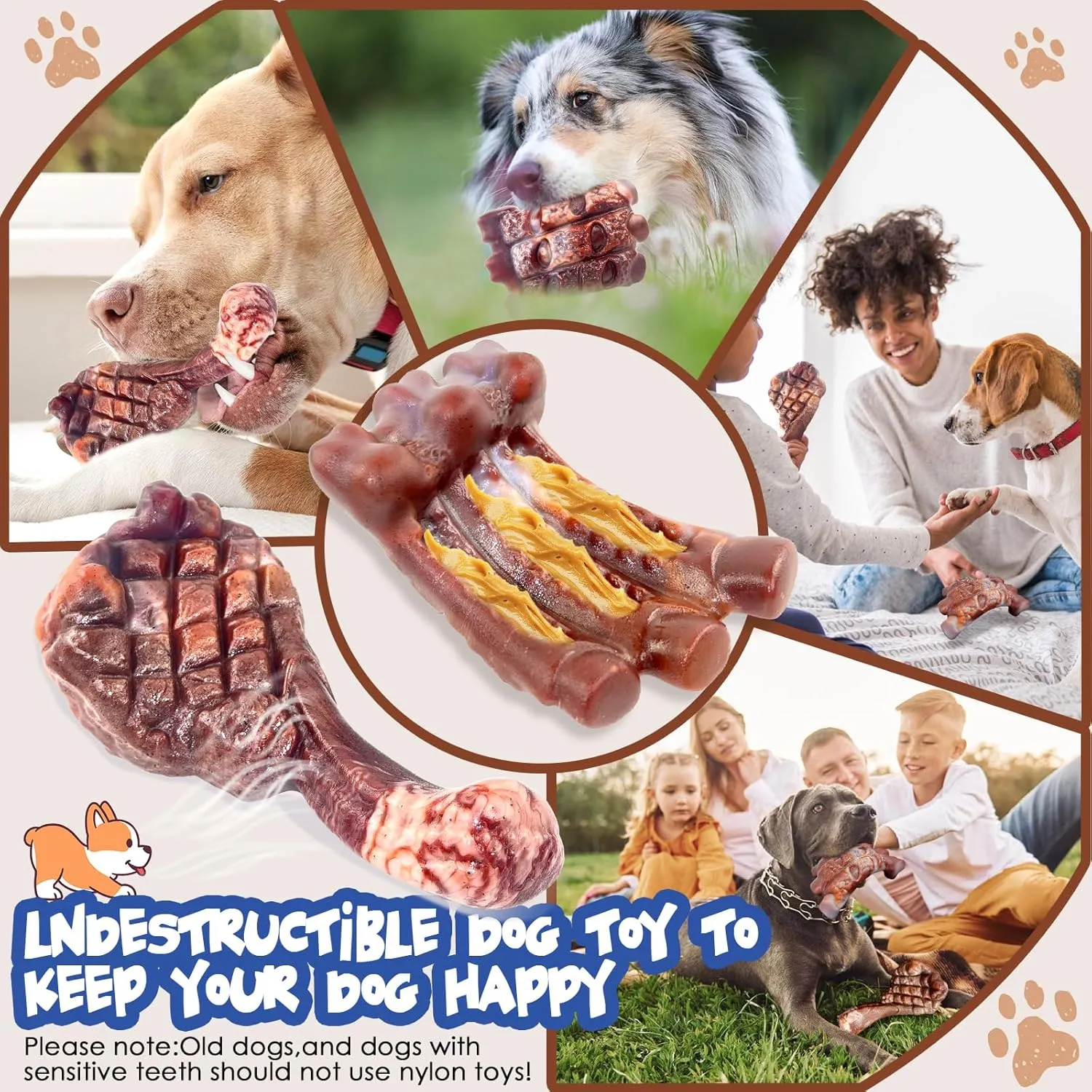 Dog Chew Toys for Aggressive Chewers2 Pack Indestructible Dog Toy for Large Breed- Tough Nylon Teething Bone Toy to Keep Them Busy