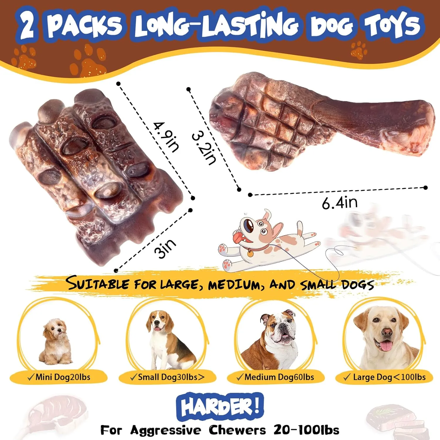 Dog Chew Toys for Aggressive Chewers2 Pack Indestructible Dog Toy for Large Breed- Tough Nylon Teething Bone Toy to Keep Them Busy