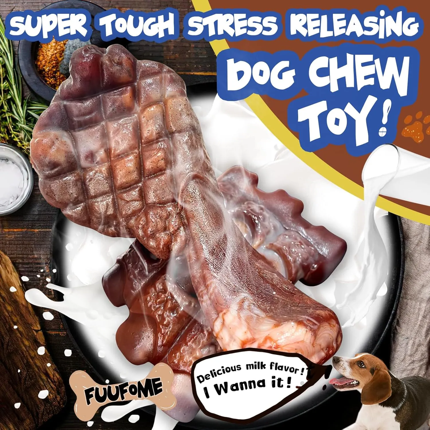 Dog Chew Toys for Aggressive Chewers2 Pack Indestructible Dog Toy for Large Breed- Tough Nylon Teething Bone Toy to Keep Them Busy