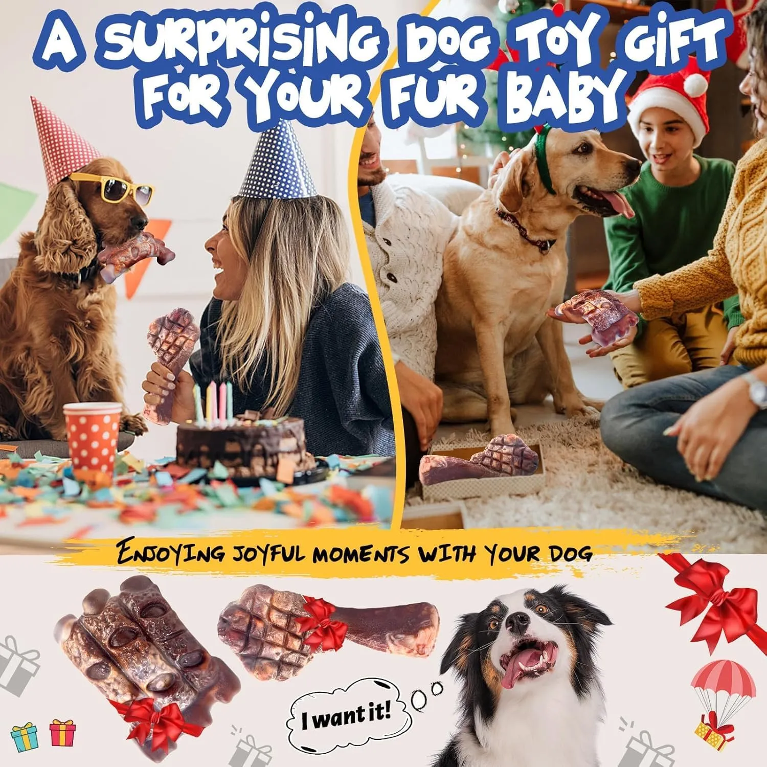 Dog Chew Toys for Aggressive Chewers2 Pack Indestructible Dog Toy for Large Breed- Tough Nylon Teething Bone Toy to Keep Them Busy