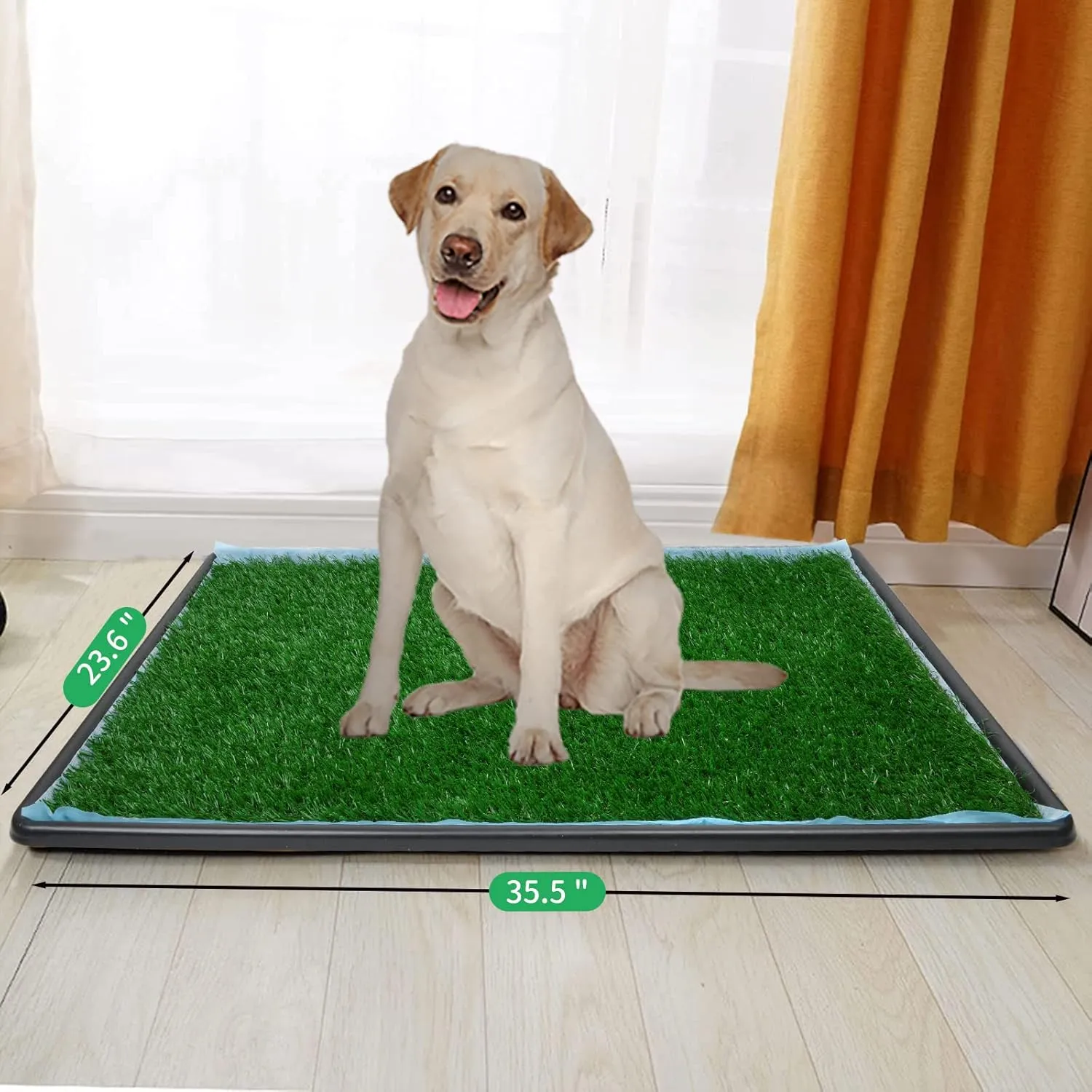Dog Grass Pad with Tray,35.5 x 23.6 Indoor Dog Potty System 2 Pics Replacement Artificial Grass Mats-5 Pics Disposable Puppy Pads,for Puppy Training Apartment,Balcony and Apartment Use