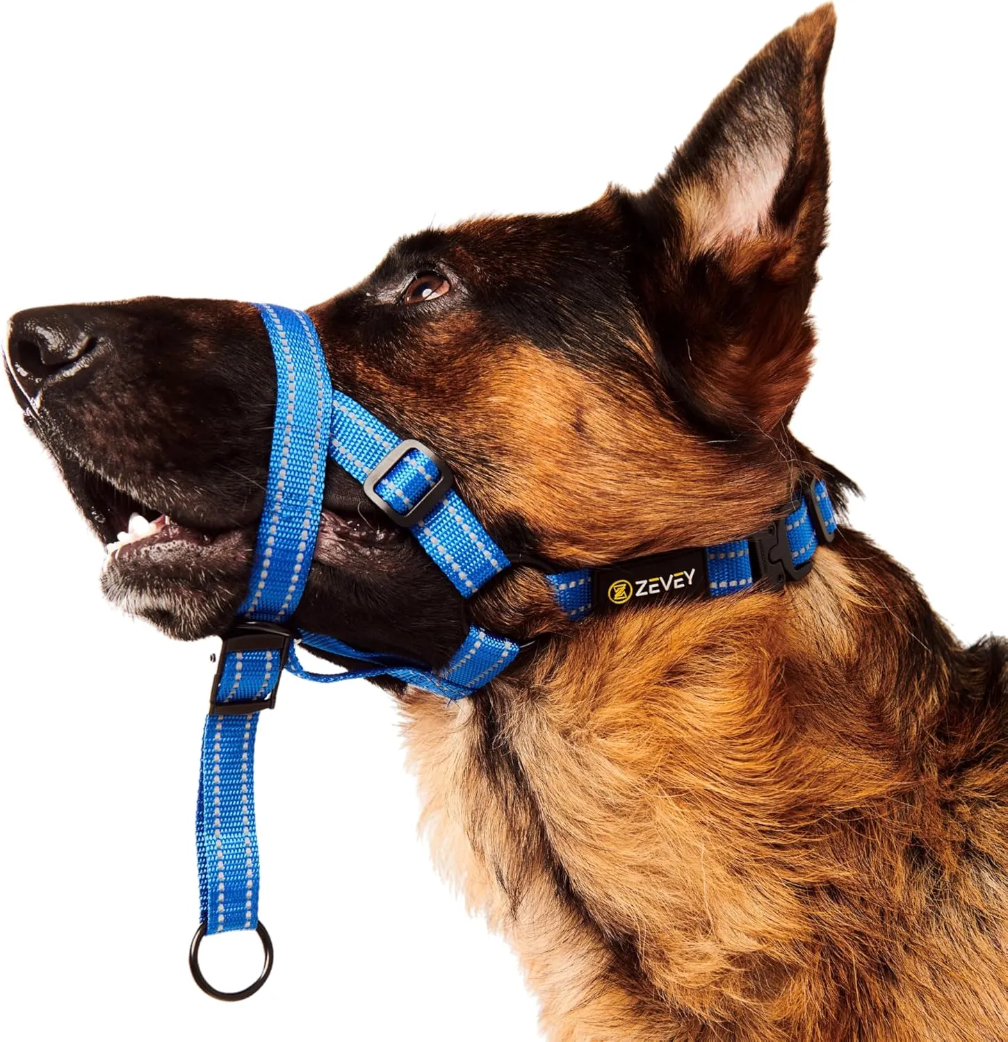 Dog Headcollar with Safety Strap Stops Heavy Pulling On The Leash Padded Reflective Head Halter for Small Medium Large Dogs Adjustable Head Harness for Training and Walking (Blue, XL)