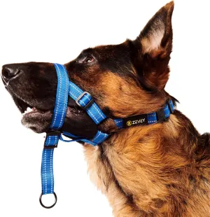Dog Headcollar with Safety Strap Stops Heavy Pulling On The Leash Padded Reflective Head Halter for Small Medium Large Dogs Adjustable Head Harness for Training and Walking (Blue, XL)