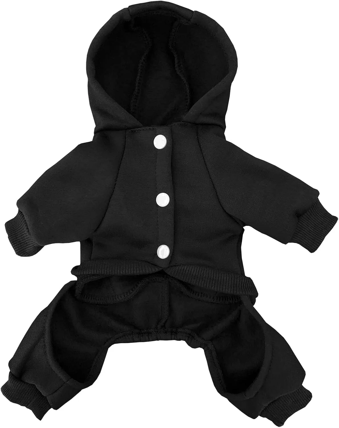Dog Hoodie Clothes with Pocket 4 Legs Jumpsuit Fleece Sweater Winter Sweat Shirt Warm Cotton Hoodies for Small Dog Medium Large Cat Black S