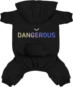 Dog Hoodie Clothes with Pocket 4 Legs Jumpsuit Fleece Sweater Winter Sweat Shirt Warm Cotton Hoodies for Small Dog Medium Large Cat Black S