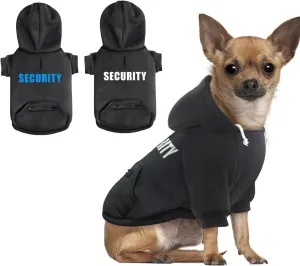 Dog Hoodie Security Glow-in-The-Dark Dog Sweater Sweatshirt Hooded Soft Brushed Fleece Clothes with Dual Pocket Zip Puppy Hoodie for Small Medium Large Dogs Cats, Black S