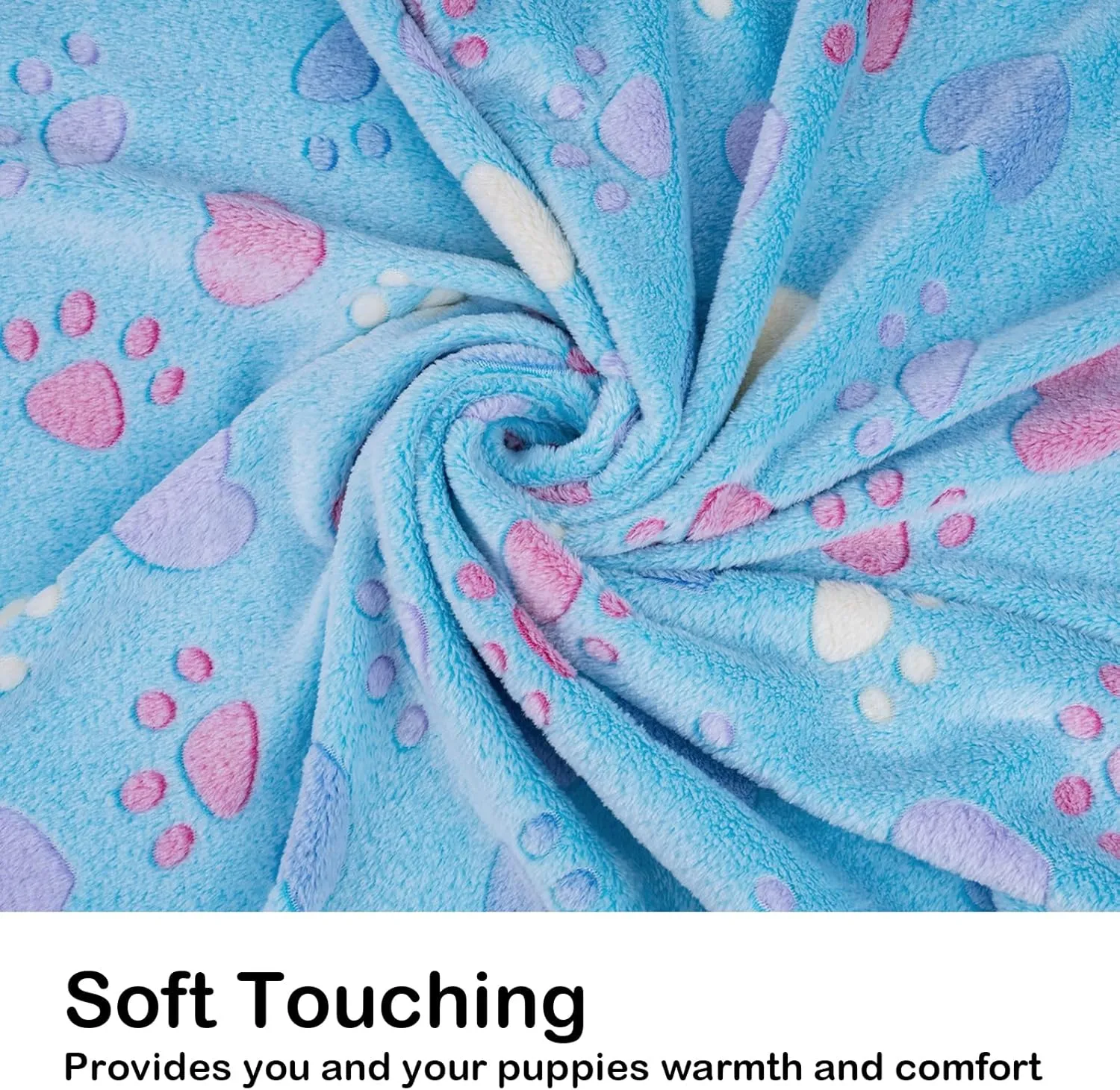 Dono 1 Pack 6 Dog Blankets, Soft Fluffy Fleece Pet Blanket Warm Sleep Mat Paw Print Design Puppy Kitten Throw Blankets Doggy Blanket for Dogs