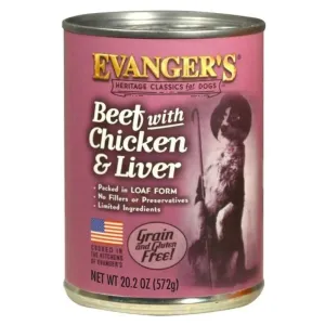 Evanger's Heritage Classic Beef Chicken & Liver Canned Dog Food 12ea/20.2 oz