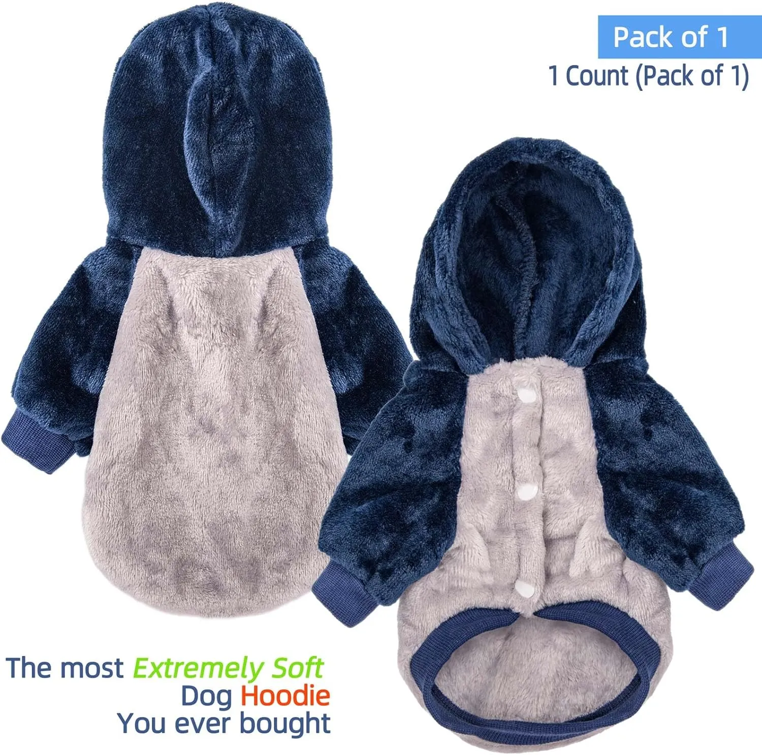 FabriCastle Dog Hooded Sweater, Dog Clothes for XXS XS Small Dogs Boy & Cats, Soft and Warm Pet Coat, Winter Pet Jacket, Doggy Apparel Costumes, Puppy Outfits Snap On Hoodies (Grey Body, XX-Small)