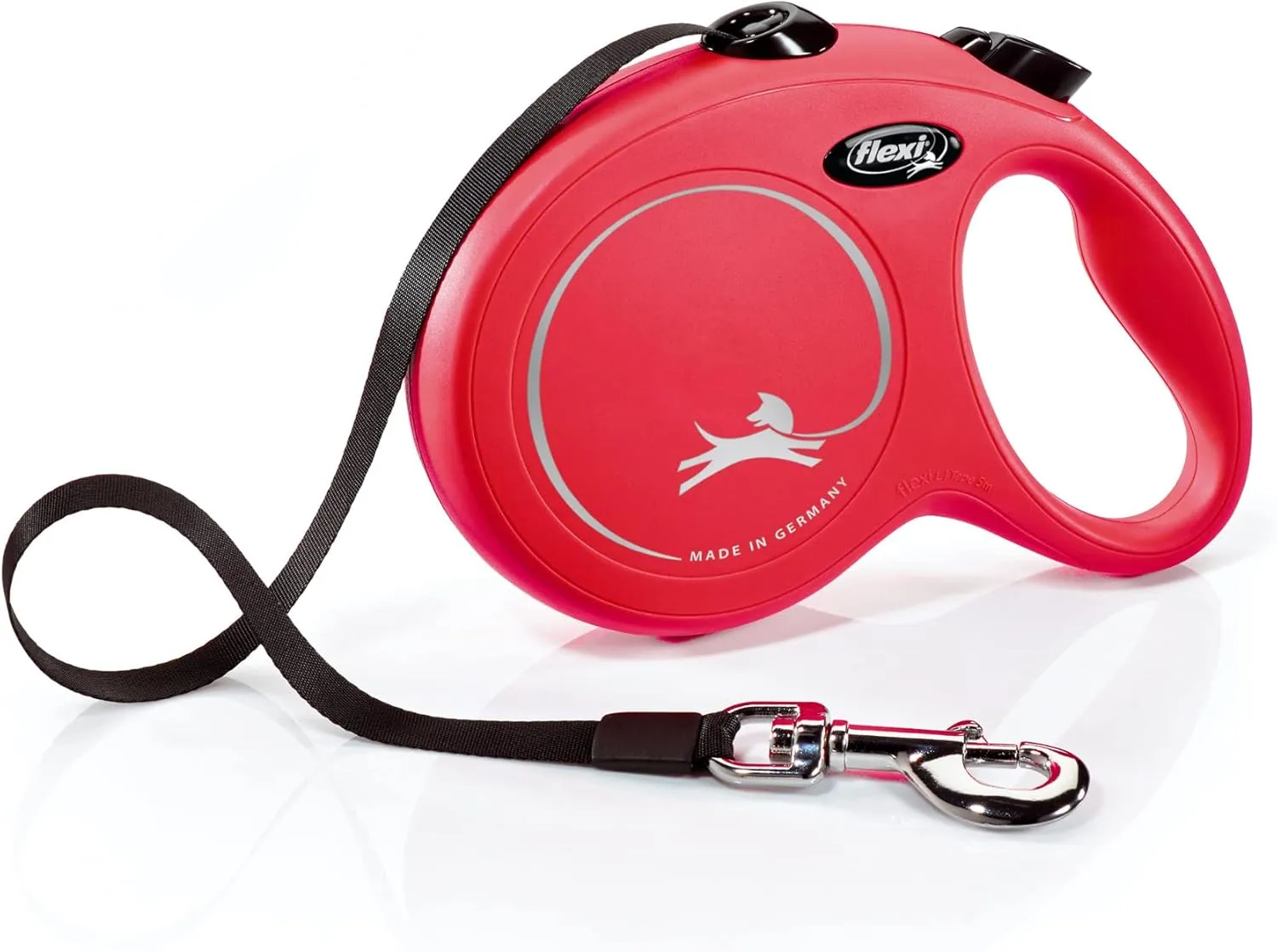 FLEXI New Classic Tape Retractable Dog Leash for Large Dogs Upto 110 lbs.  16 ft., Red | Tangle Free Pet Walking Leash with One-Handed Brake, Pause, Lock|German Quality Product