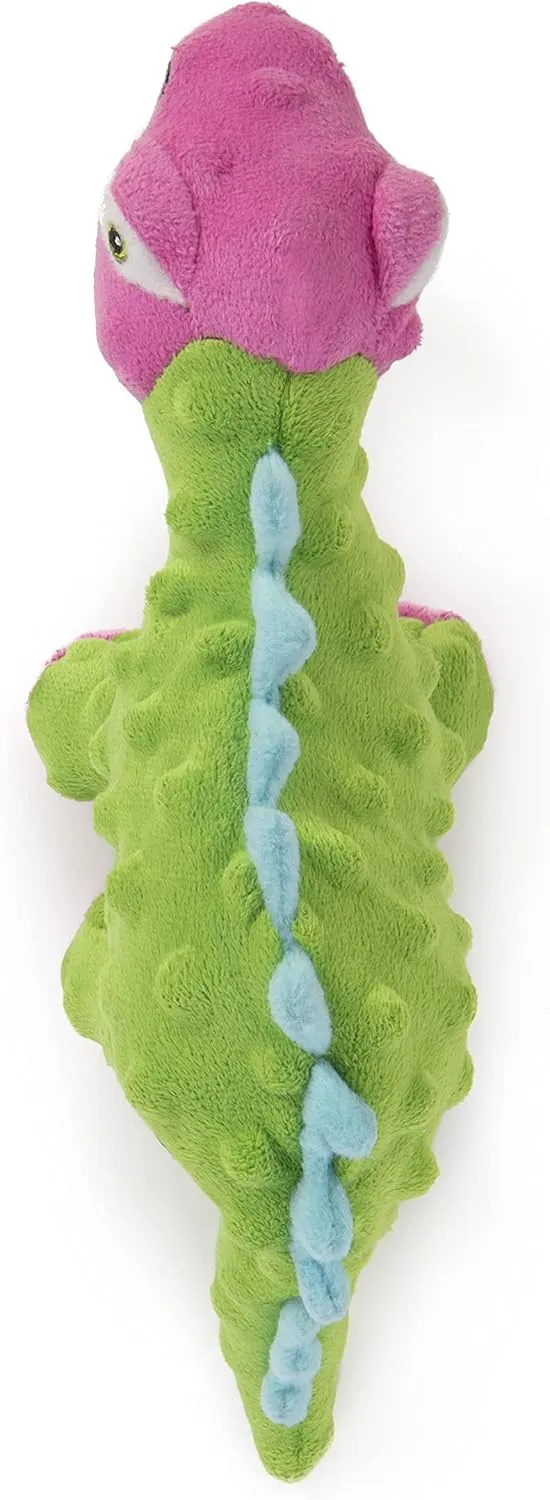 goDog Dinos Spike Squeaky Plush Dog Toy, Chew Guard Technology - Green, Small