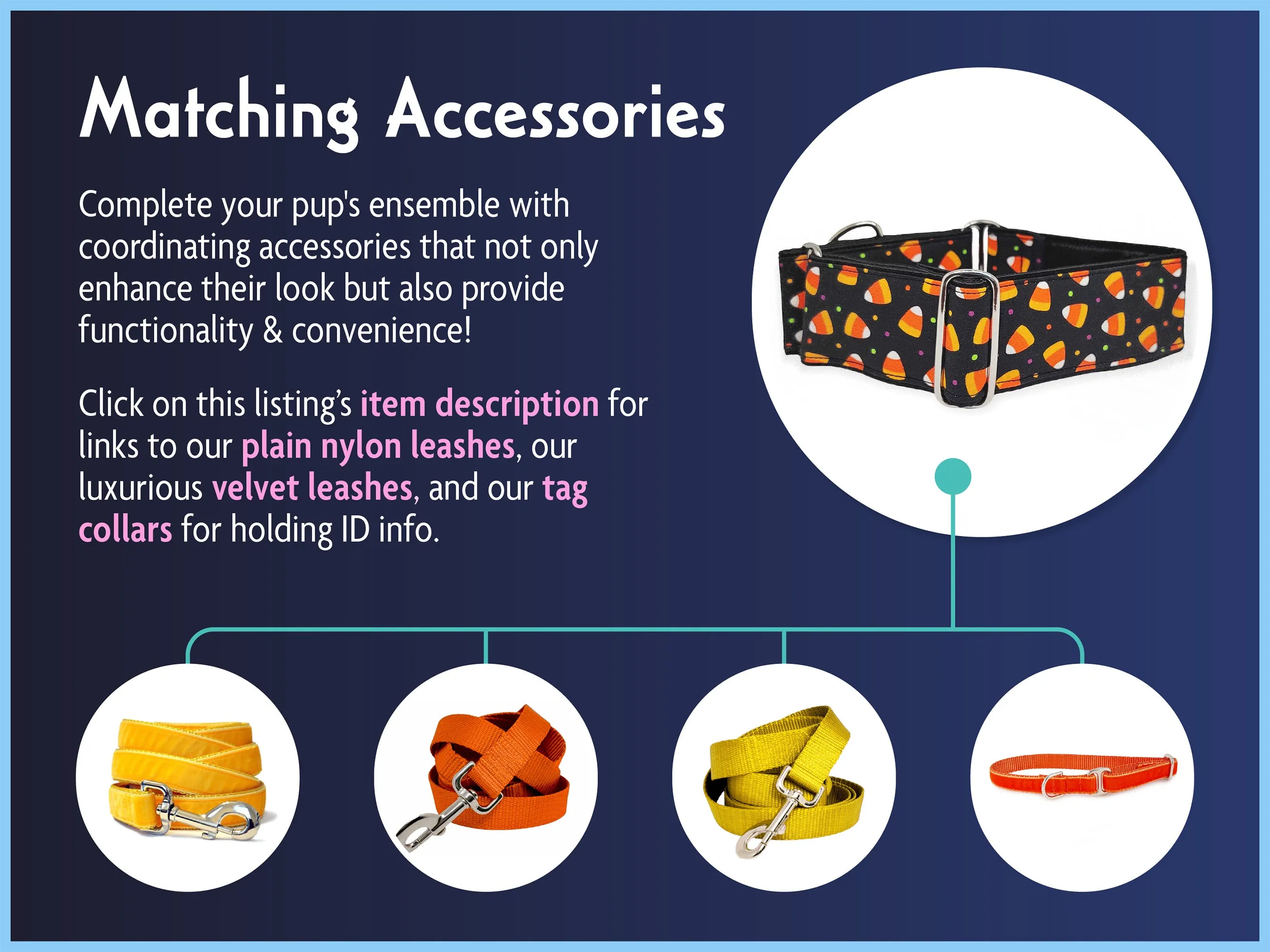Halloween Candy Corn - Martingale or Buckle Dog Collar - 1.5" Width