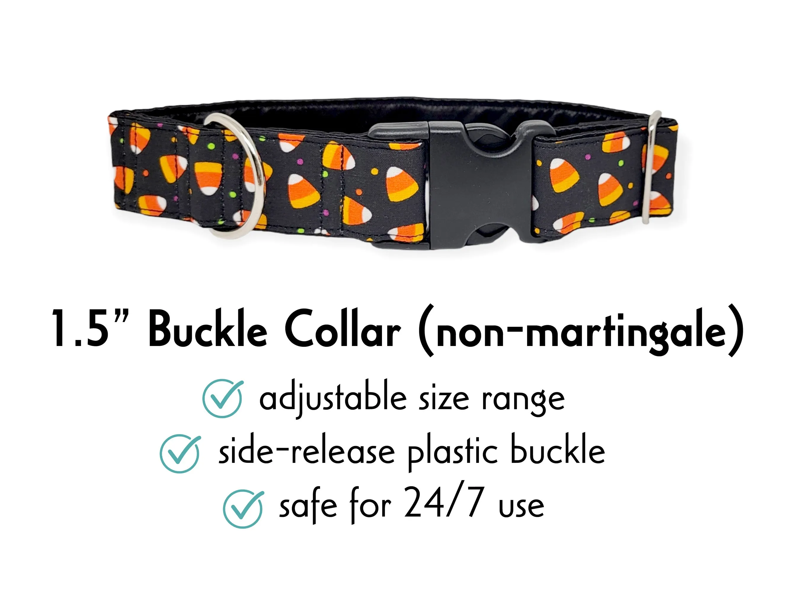 Halloween Candy Corn - Martingale or Buckle Dog Collar - 1.5" Width
